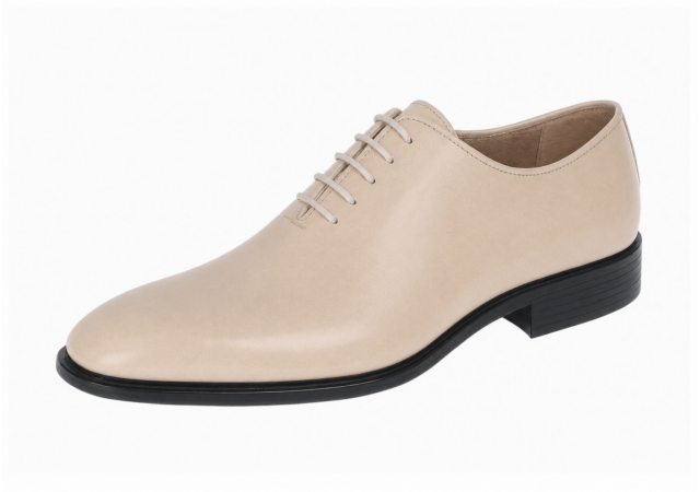 pantofi barbati eleganti bej din piele naturala dintr-o bucata cu siret GKR51TSB